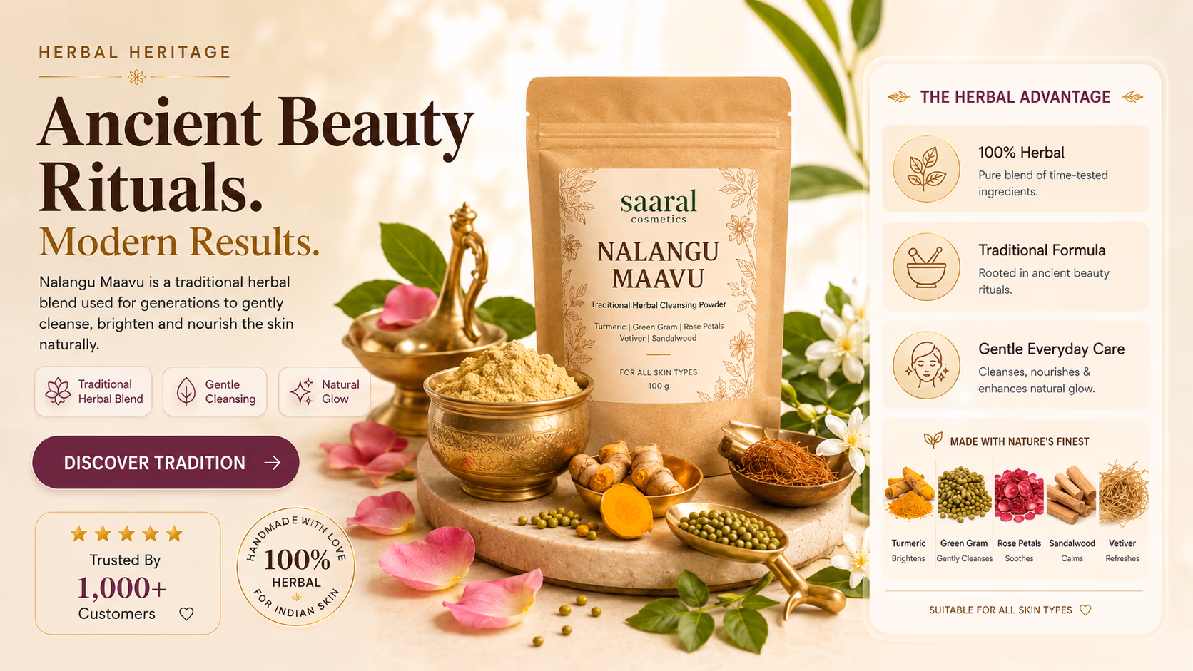 Saaral Heritage Ritual — Nalangu Maavu and Premium Soap Collection